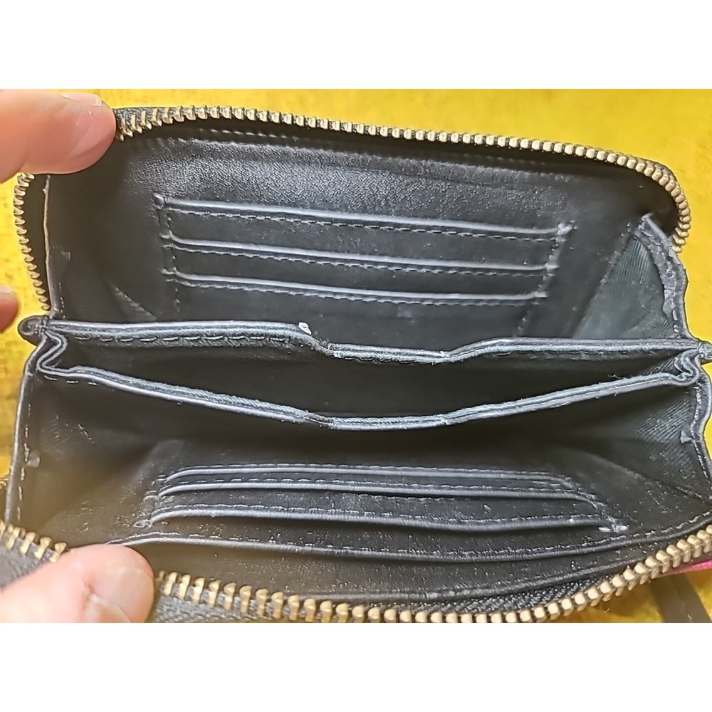 Fossil Ivy Black White‎ & Pink Zippered Wristlet Wallet Medium - Picture 3 of 4